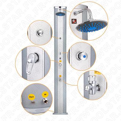 Douche Solaire Aluminium Bleu 38L + Rinçe Pieds + Brumisateur PS-04B/GB