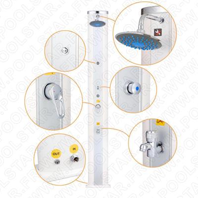 Douche Solaire Aluminium Crème 38L + Rinçe Pieds + Brumisateur PS-04B/BL