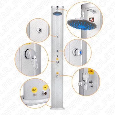 Douche Solaire Aluminium Metal 38L + Rinçe Pieds + Brumisateur PS-04B/GM