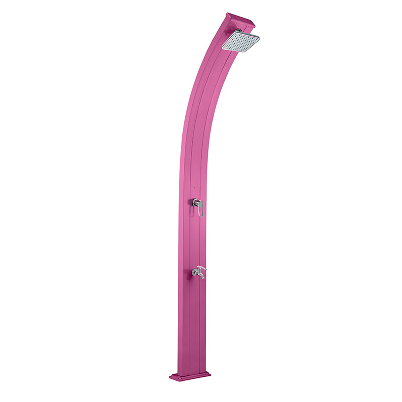 Douche Solaire Spring Courbée Rose 30 litres avec rince pieds