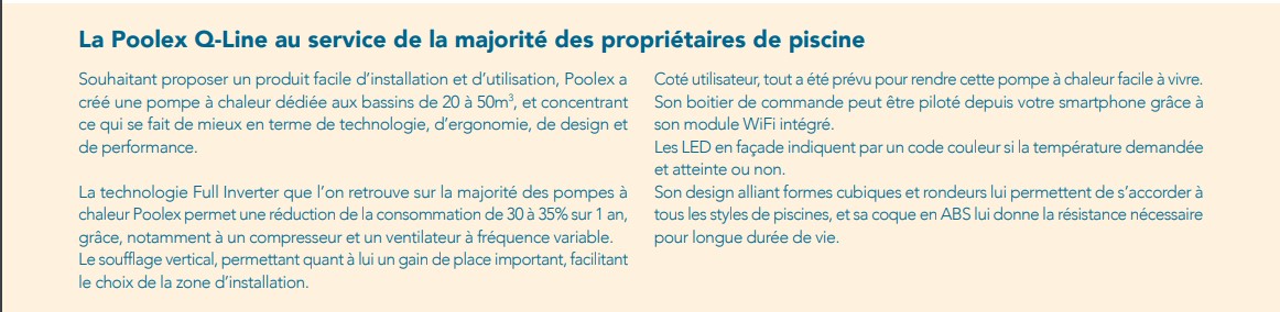 Q-Line, chauffage piscine performant et design jusqu'à 50m3